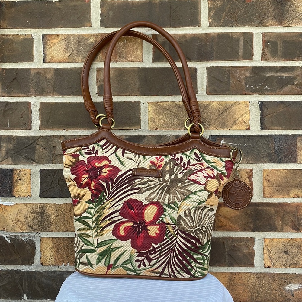 Brown Floral Print Purse